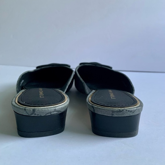 Leather Mules Etienne Aigner Womens Black & Gray 6 M Kitten Heel Shoes Slip On - Picture 5 of 6